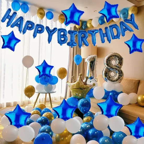 27pcs Birthday Party Decorations with 10pcs Extra Large Royal Blue Star Balloons {3}