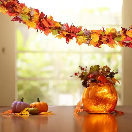 7 Pack Fall Garland Maple Leaves - 6Ft/Piece (Colorful B) {5}