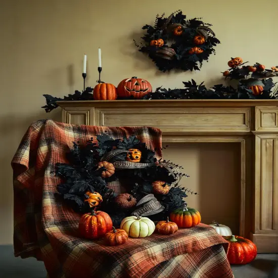 Halloween Wreath - 18 Inch (Feather) {4}