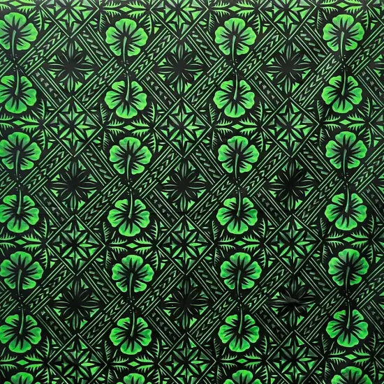 1 Yard Traditional Tapa Hibiscus Fabric 100% Cotton, 36" L x 45" W Royal Blue & Go {3}