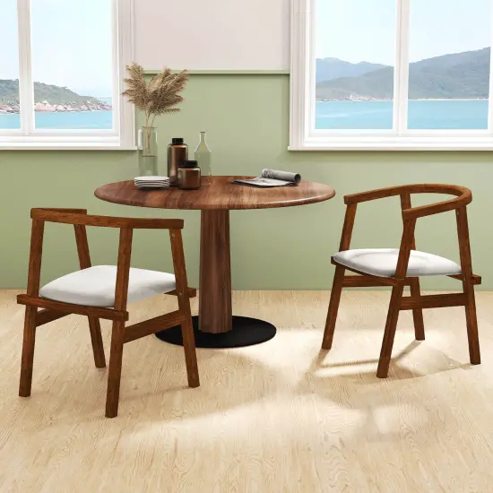Costway Wooden Dining Chairs Set of 2/4 with Wrap-around Armrest & Padded Seat for Kitchen {5}