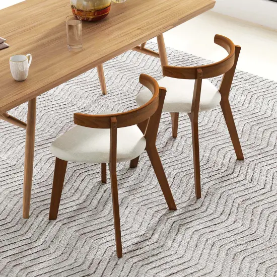 Costway Space-Saving Wood Upholstered Dining Chair Set of 2/4 with Padded Seat & Curved Back {5}