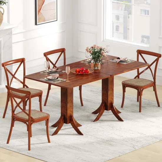 Costway Square Dining Table with Pedestal Base 33" Wooden Kitchen Table for 2-4 People {4}