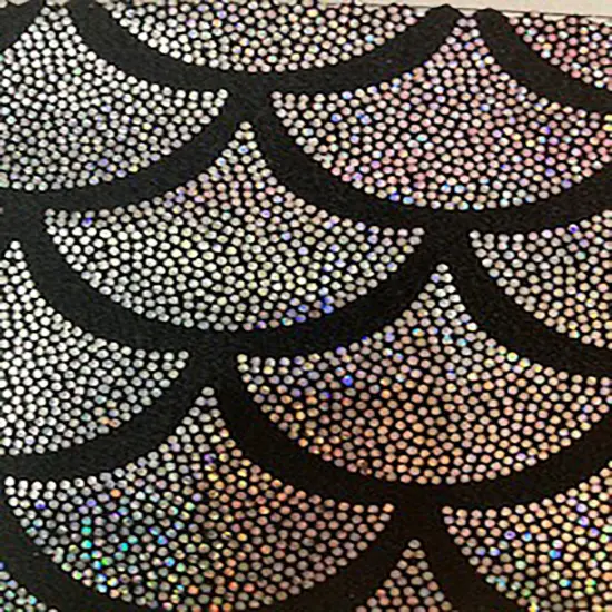 1 Yard Stretch Jumbo Foggy Foil Shell Hologram Nylon Spandex Fabric 58/60&rdquo; Width Yellow Gold {2}