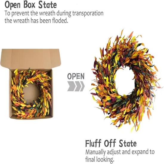 Harvest Wreath with Leaves- Fall Leaf Wreath {3}