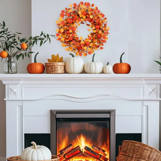 Eucalyptus Leaves Berries and Pine Cones Fall Wreath {2}