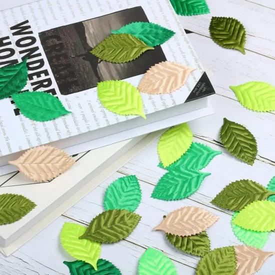 150 Pieces Fake Fabric Leaves for Crafts(Green Series) {2}