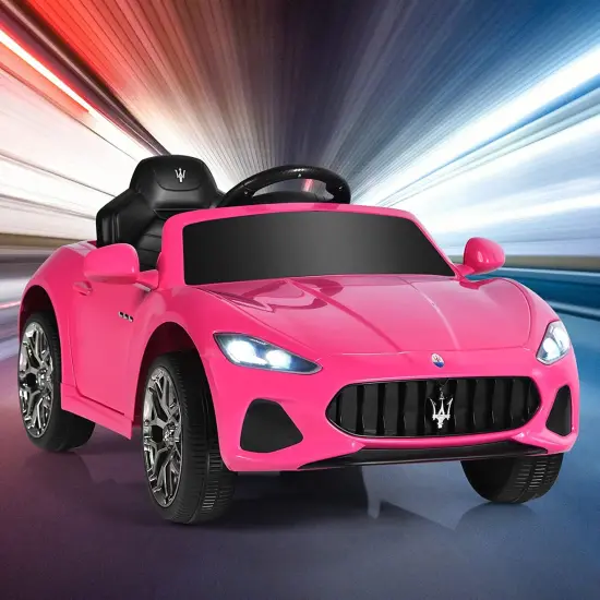 Costway 12V Kids Ride On Car Maserati GranCabrio Licensed w/ Remote Control& Lights Pink {6}