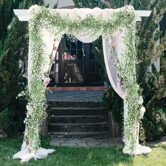 2Pcs 5.6Ft Artificial Greenery Garland (White, Hanging Garland) {4}