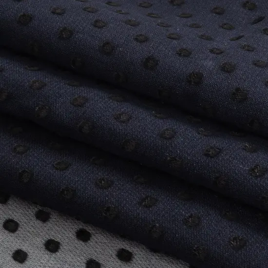 1 Yard Black Iris Luminous Burnout Polka Dot Chiffon Silk Gown Fabric 50 Inch Width {3}