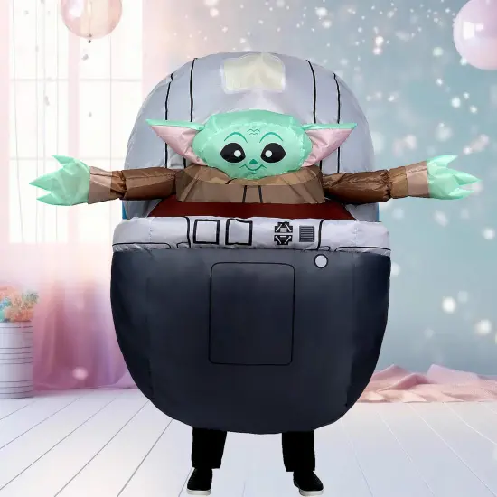Adults Star Wars Grogu Inflatable Pram Costume, Baby Yoda Floating Pod Outfit {1}