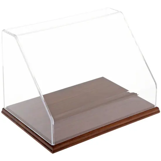 Plymor Clear Acrylic Slanted Front Display Case, 12" W x 8" D x 8" H Hardwood {1}