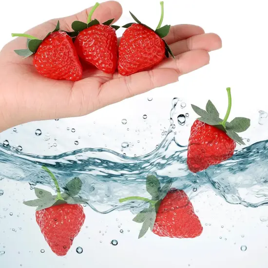 10 PCS Artificial Strawberries Fake Strawberries Plastic Lifelike Strawberry {5}