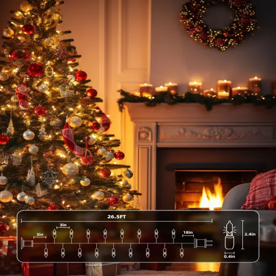 26.5ft 100-Count Clear Incandescent Bulb Christmas String Lights {2}