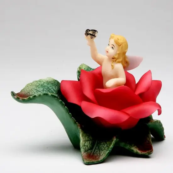 Ceramic Angel In Bloom Figurine-Red Rose Flower, Gift for Her, Gift for Mom, Home Decor {3}