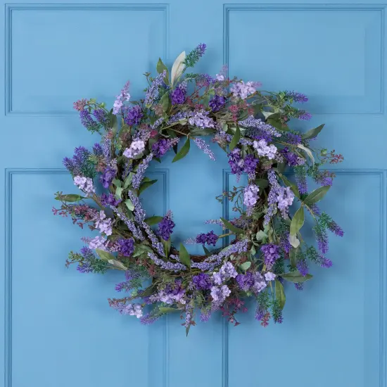 Northlight Lavender Artificial Spring Floral Wreath, Purple and Green - 18-Inch {1}
