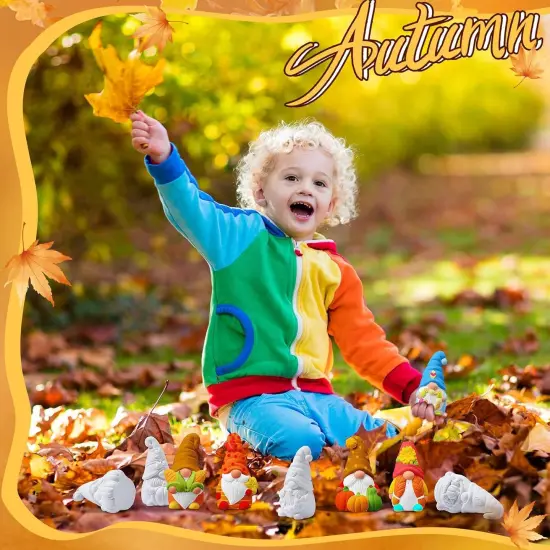 8 Pcs Fall Gnome Ceramics to Paint Pumpkin Ready to Paint Your Own Ceramic Gnome {4}