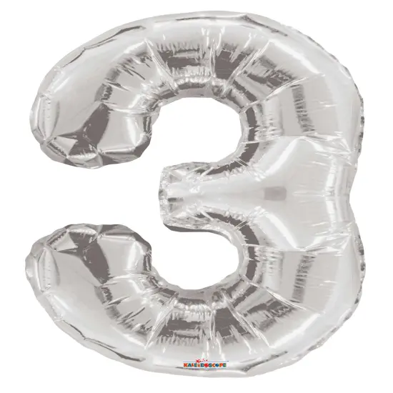34" Numeral 3 Balloon - Silver, 1ct {1}