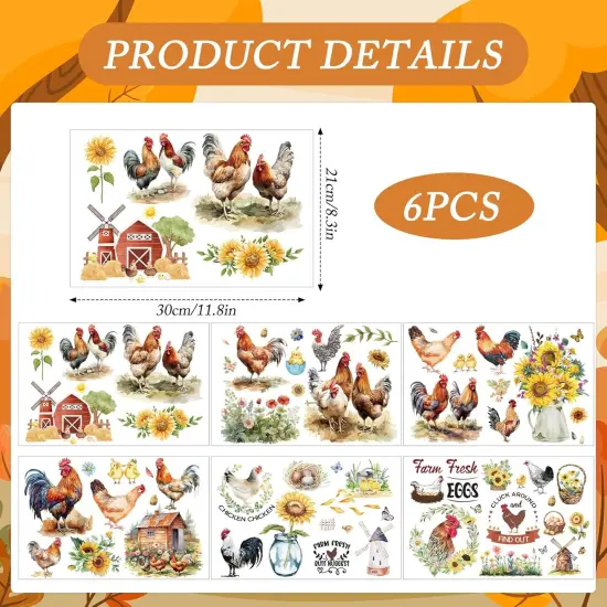 6 Sheets Farm Rub on Transfer Stickers for Furniture {2}