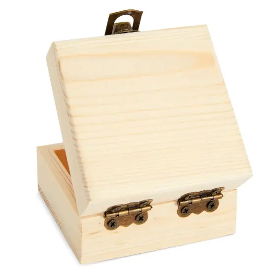 12 Pack of Small Unfinished Wooden Boxes for Crafts Supplies, Paintable Wood Treasure Chests for Jewelry and DIY Projects (2.7x2.7x1.6 in) Brown {6}