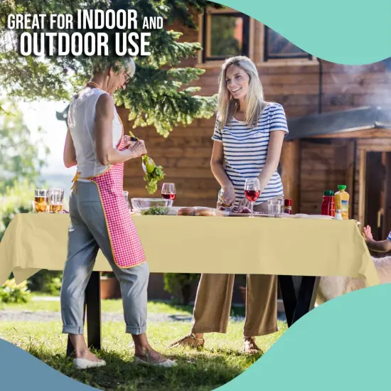 Exquisite Plastic Table Cover Roll &ndash; 40" x 100' Disposable Tablecloth Roll &ndash; Premium Thick 0.5 MIL Plastic Banquet Roll &ndash; Party Table Cover Roll for Events & Catering Light Yellow {3}