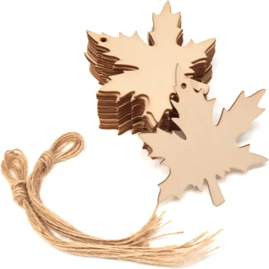 20PCS Maple Leaves Wooden Hanging Ornaments Fall Leaf Unfinished {1}