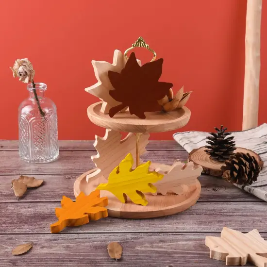 12 Pcs Fall Wood Maple Leaf Cutouts Unfinished Leaves {5}