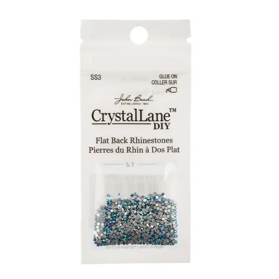 Crystal Lane DIY SS3 Glass Flatback Rhinestones, 1440pcs Jet AB {3}