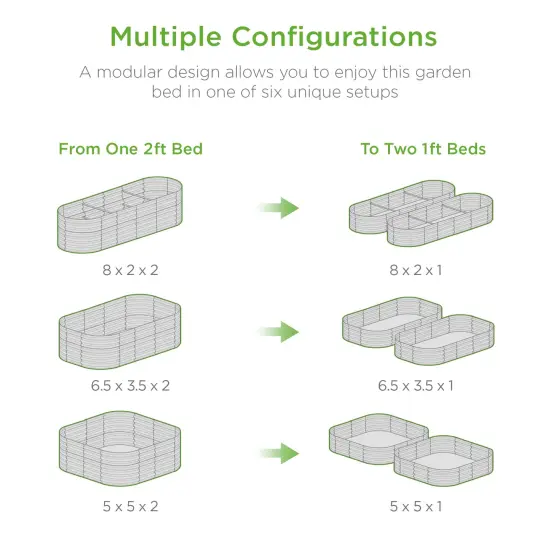 Best Choice Products 8x2x2ft Metal Raised Garden Bed, Oval Outdoor Planter Box w/ 4 Support Bars Charcoal {3}