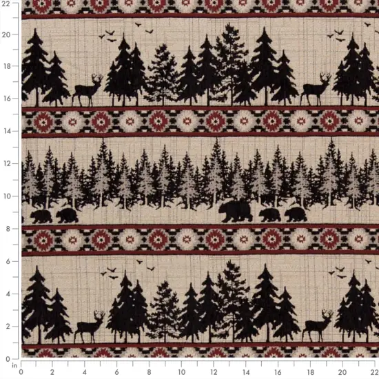 Forest Crimson - Red & Burgundy Novelty Upholstery Fabric 54 Inches" {3}