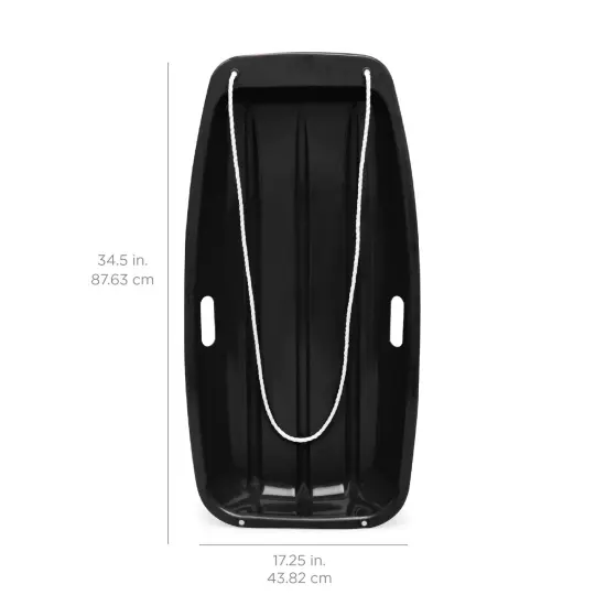Best Choice Products 35in Kids Outdoor Plastic Sport Toboggan Winter Snow Sled Board w/ Pull Rope, 2 Handles Black {6}