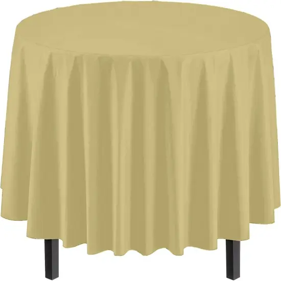 Exquisite Disposable Round Plastic Tablecloths &ndash; 6 Pack 84" Disposable Table Cloths &ndash; Indoor/Outdoor Party Tablecloth &ndash; Round Plastic Table Cover for Events & Party Supplies Light Yellow {4}