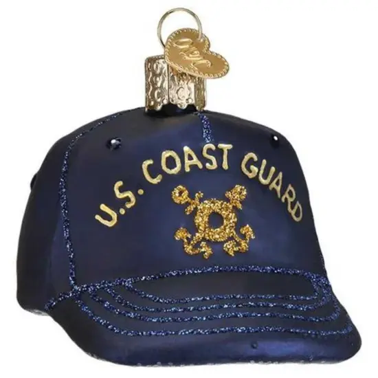 Old World Christmas 2.5 Inch Coast Guard Cap Christmas Tree Ornament , U S Military Blue {1}