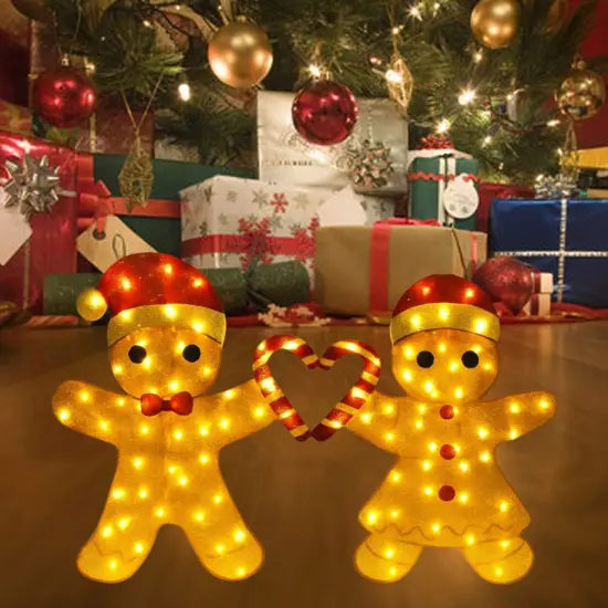 Sweet 32 Inch Tall Light Up Gingerbread Couple for Holiday Indoor Outdoor Decor {5}