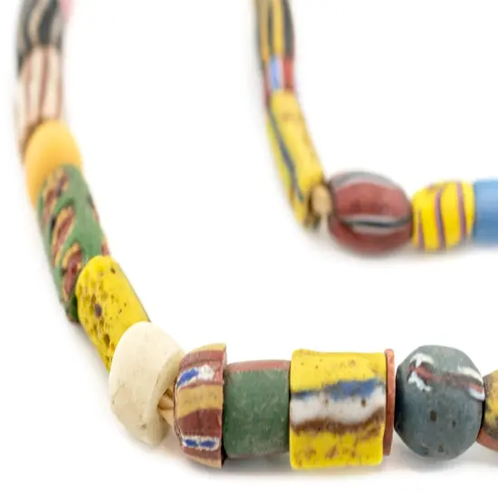 The Bead Chest Old Mixed African Trade Beads 10mm Ghana Multicolor Glass Large Hole 28 Inch Strand Handmade {1}