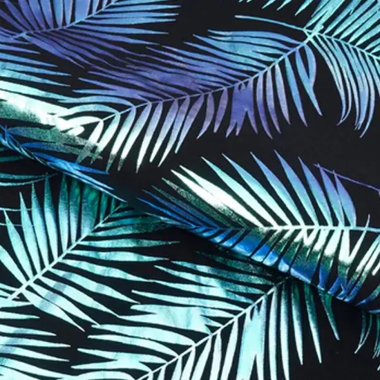 Electric Palm Foil Printed Spandex Fabric Purple {7}