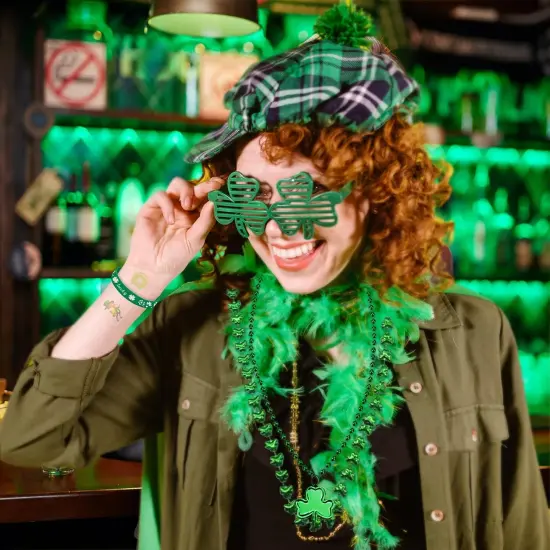 96Pcs St. Patricks Day Party Favors Set Shamrock Glasses Necklaces Bracelets Tattoos St. Patrick's Day Accessories Decorations Supplies {6}