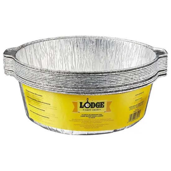 Lodge Camp Dutch Oven Recyclable Aluminum Foil Liners 12" Pack of 12 {3}