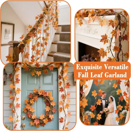 2PCS Fall Leaf Garland - Maple Fall Decorations for Home 5.7Ft {5}