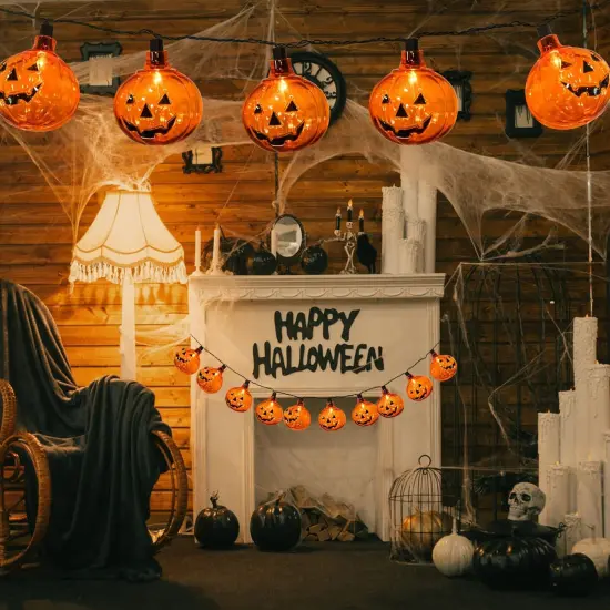 10 Pack Halloween Pumpkin String Lights - 8.5 Feet {3}