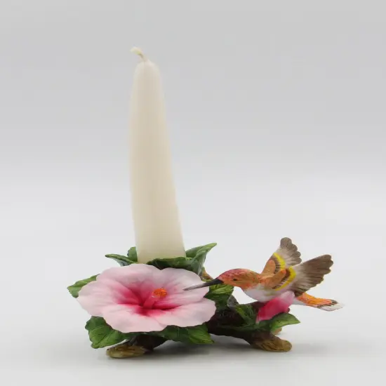 Ceramic Hummingbird with Hibiscus Flower Candle Holder (Candle NOT Included), Birdwatcher Gift, Home Decor, Gift for Her, Gift for Mom {2}