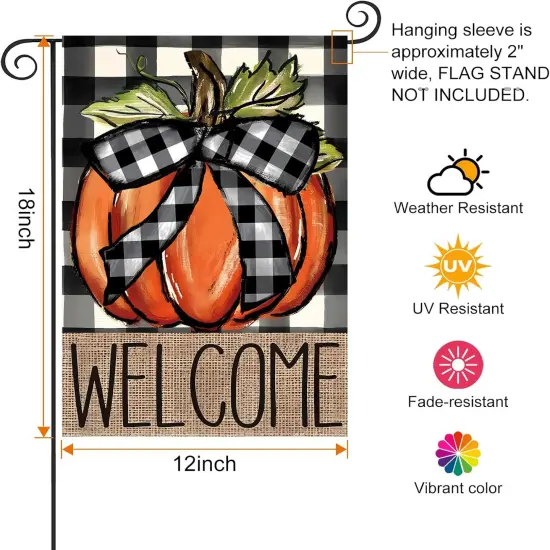 Welcome Fall Garden Yard Flag for Outside 12x18 Inch(Orange) {4}