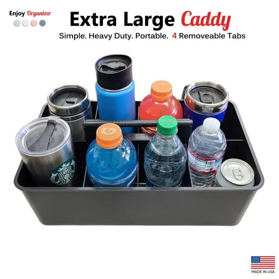 Enjoy Organizer- Commercial Large Portable Caddy Stackable Carry Caddy, Black, Carrier for Cleaning Supplies, Tools, All-Purpose Carry Caddy Made In USA {5}