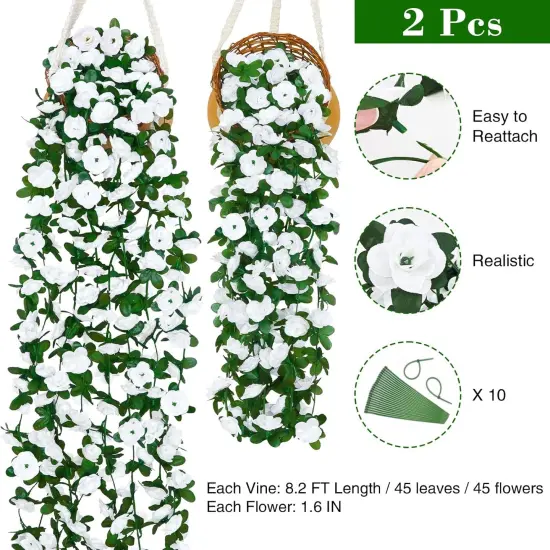 2Pcs 16.4Ft Flower Garland Artificial Spring Rose Vines {3}