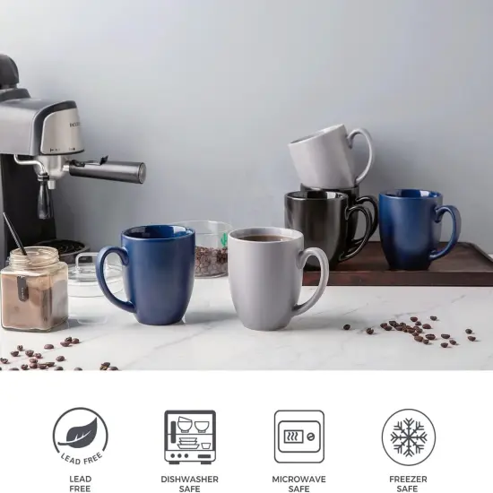 Coffee Mugs Set of 6, Ceramic coffee mugs with large handle for Men Women {4}
