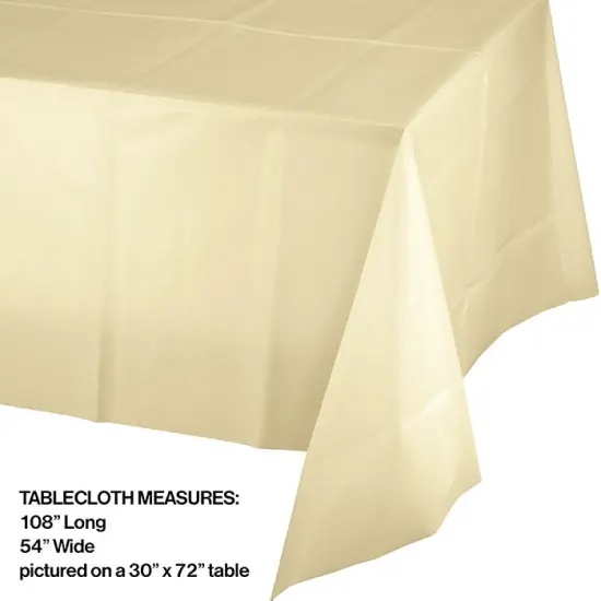 12 pc Bulk Ivory Plastic Table Covers 54 inch x 108 inch {2}