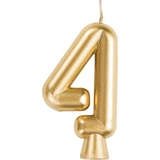12 pc Bulk Gold Number 4 Candles {1}