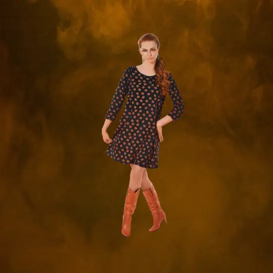 Northlight Women's Jack-O-Lantern Pumpkin Halloween Dress - Large Black {4}