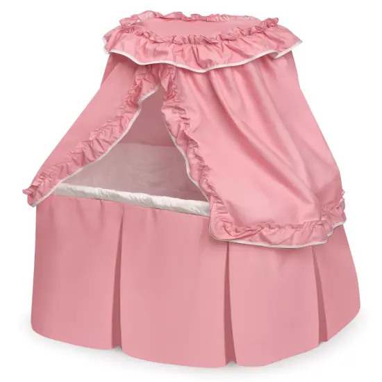 Badger Basket Kisses Rectangle Rocking Doll Bassinet - Pink/White {1}