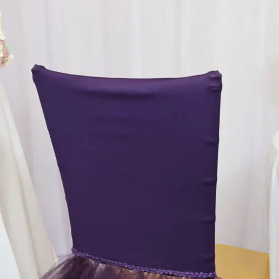 1 Piece Eggplant Stretch Spandex Chiavari Chair Cover with Graceful Ballerina Skirt {5}